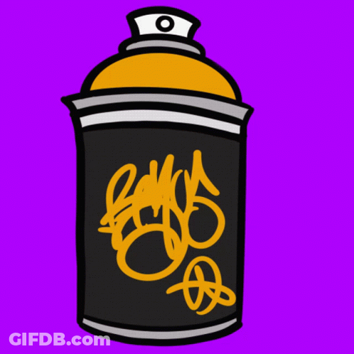 Spray Can Graffiti On Purple GIF