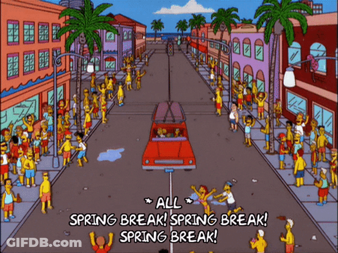 Spring Break Crowd Cheering The Simpsons GIF