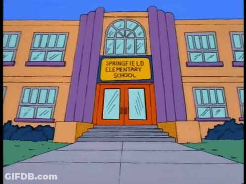 Springfield Elementary School With Purple Columns GIF