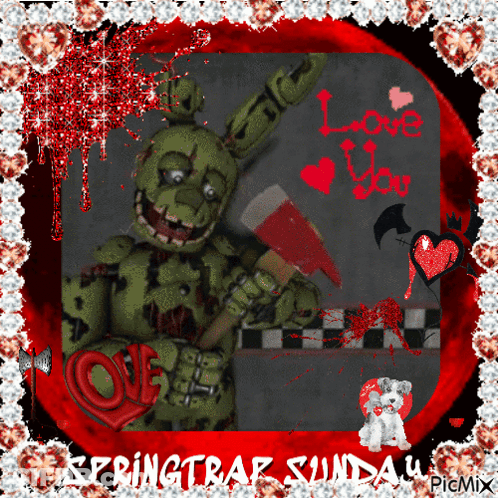 Springtrap Holding Axe Saying Love You GIF