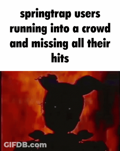 Springtrap Users Running Into Crowd And Missing All Hits GIF