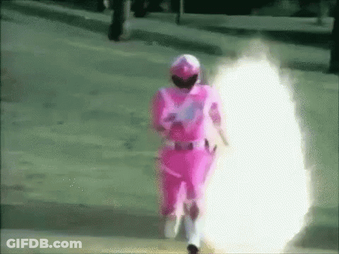 Sprinting Pink Power Rangers Kimberly Hart GIF