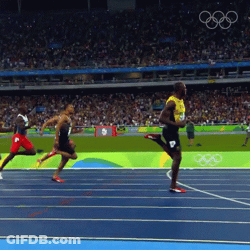 Sprinting Usain Bolt Winning Finish GIF