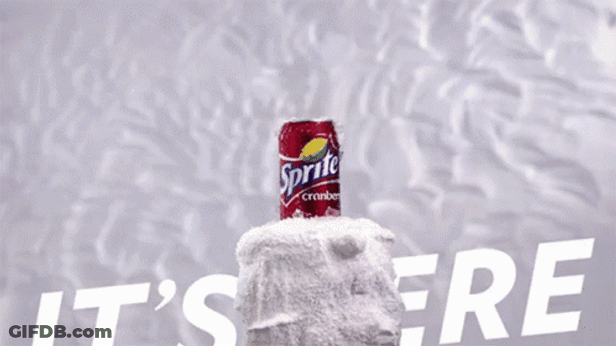 Sprite Cranberry In Can On Block Of Ice GIF