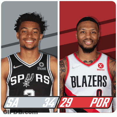 Spurs And Blazers Basketball Players GIF