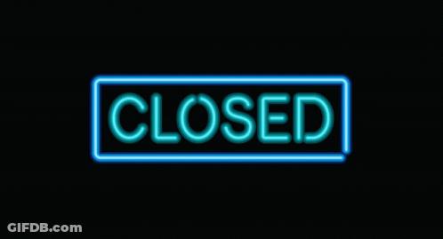 Square Neon Sign Saying Closed GIF