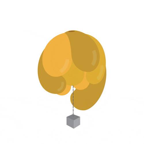 Square Pendulum Swinging From Yellow Blob GIF