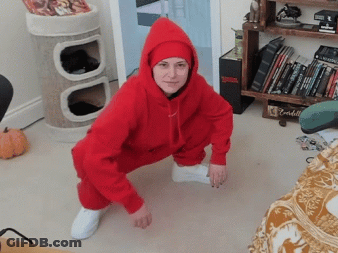 Squat Exercise Peace Sign GIF