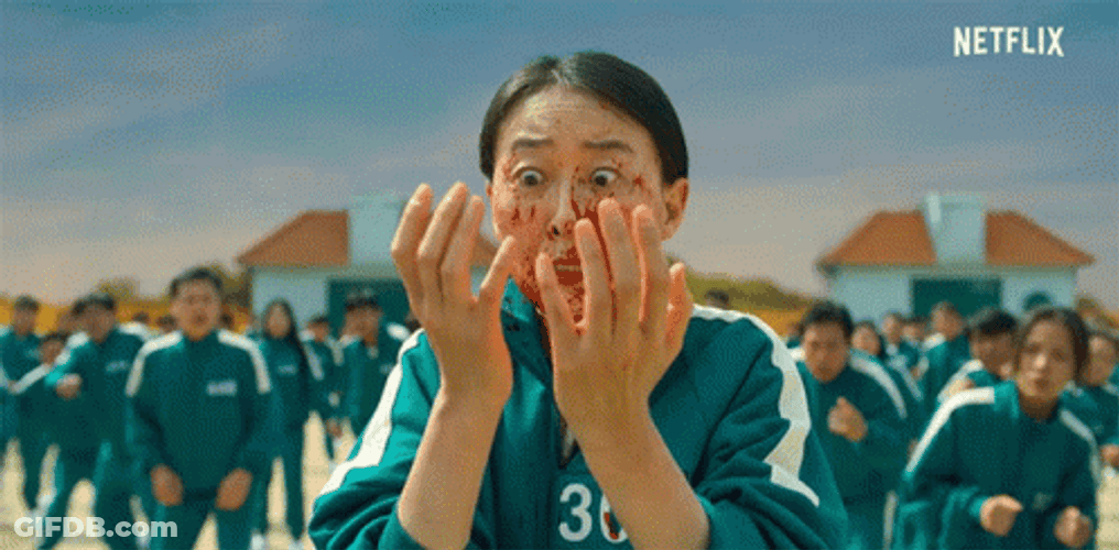 Squid Games Bloody Face GIF