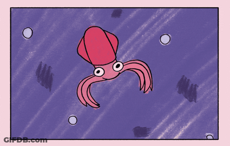 Squid Swimming Away GIF