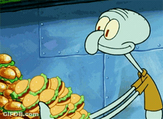 Squidwad Eat Swallow Burger GIF