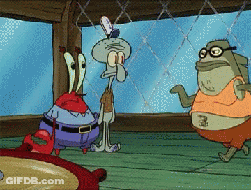 Squidward And Mr. Krabs Standing Together GIF