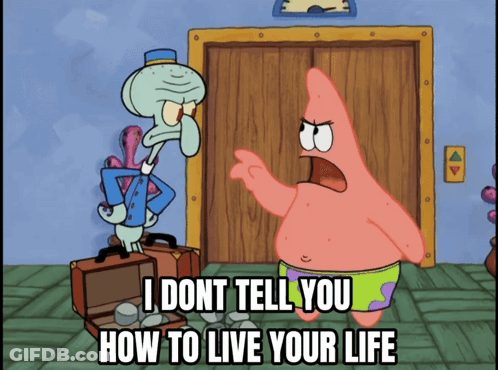 Squidward And Patrick From Spongebob Squarepants Are Standing Next To Each Other GIF