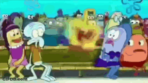 Squidward And Patrick On Bench GIF