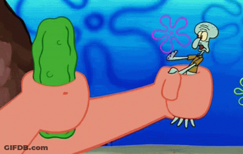 Squidward And Patrick Standing Next To Each Other GIF