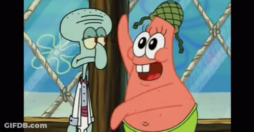 Squidward And Patrick Standing Next To Each Other GIF