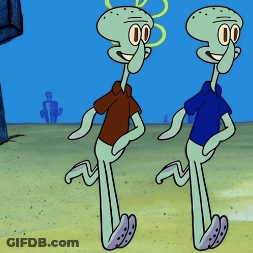 Squidward And Patrick Standing Together GIF