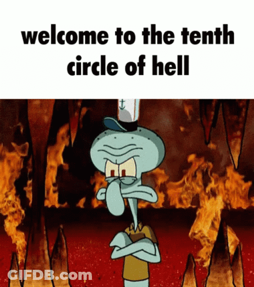 Squidward Annoyed Hell Fire SpongeBob GIF