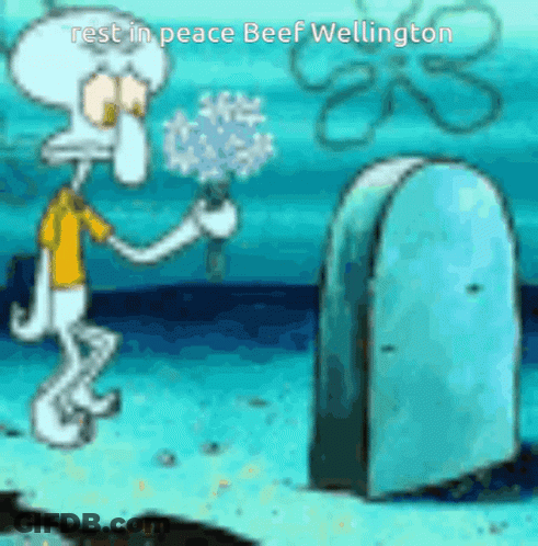 Squidward At Grave Rest In Peace Beef Wellington GIF