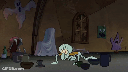Squidward Attacked By Monster GIF