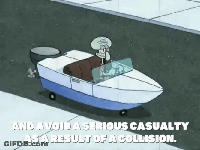 Squidward Avoid Casualty Result Collision Skiff GIF