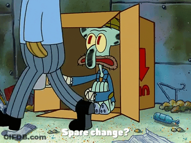 Squidward Beg Spare Change GIF