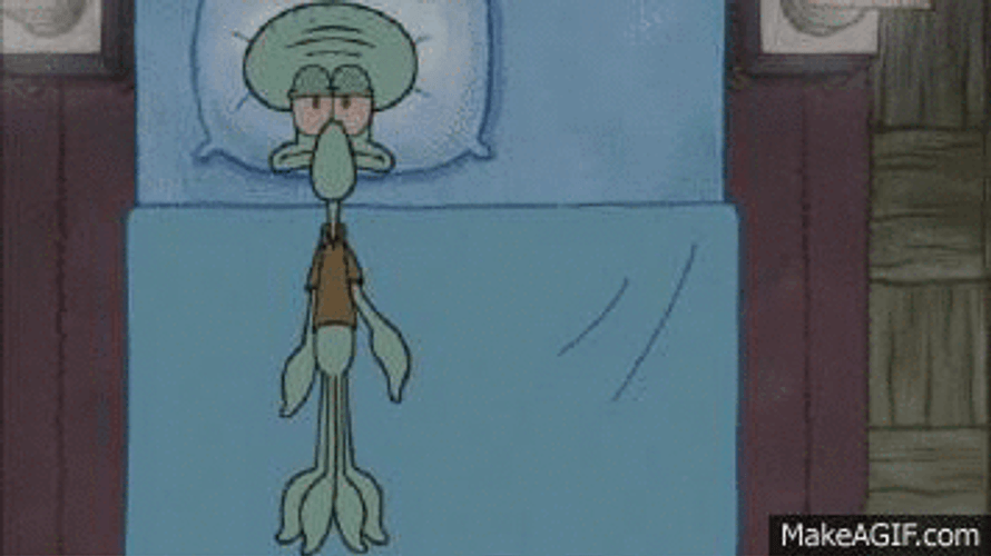 Squidward Covering Body With Blanket GIF