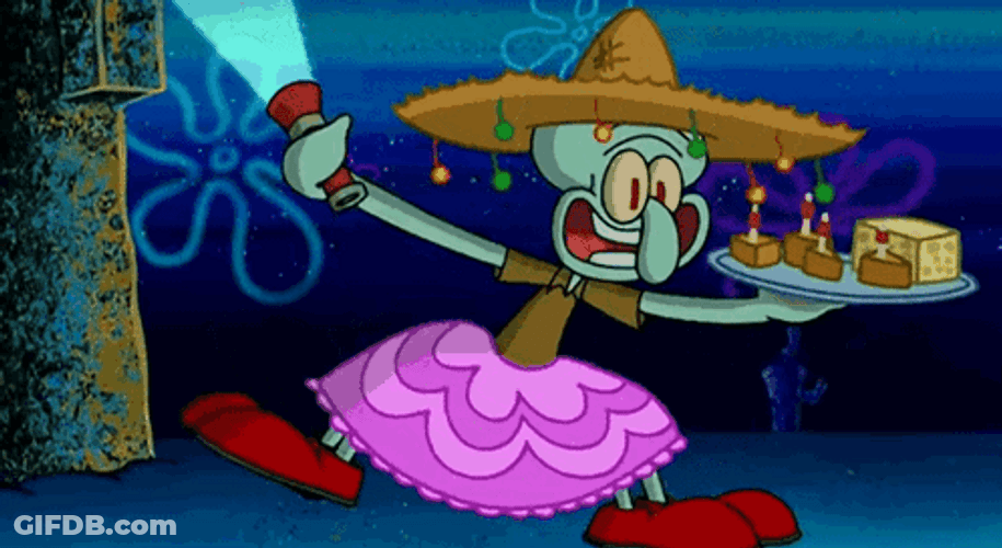 Squidward Dancing In Mexican Outfit GIF