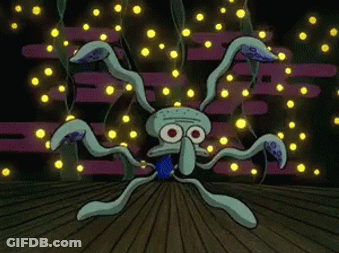 Squidward Dancing With Bright Lights GIF