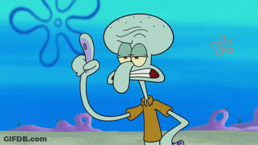 Squidward Disbelief Pointing Hell Nah GIF