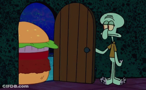Squidward Eating Hamburger GIF