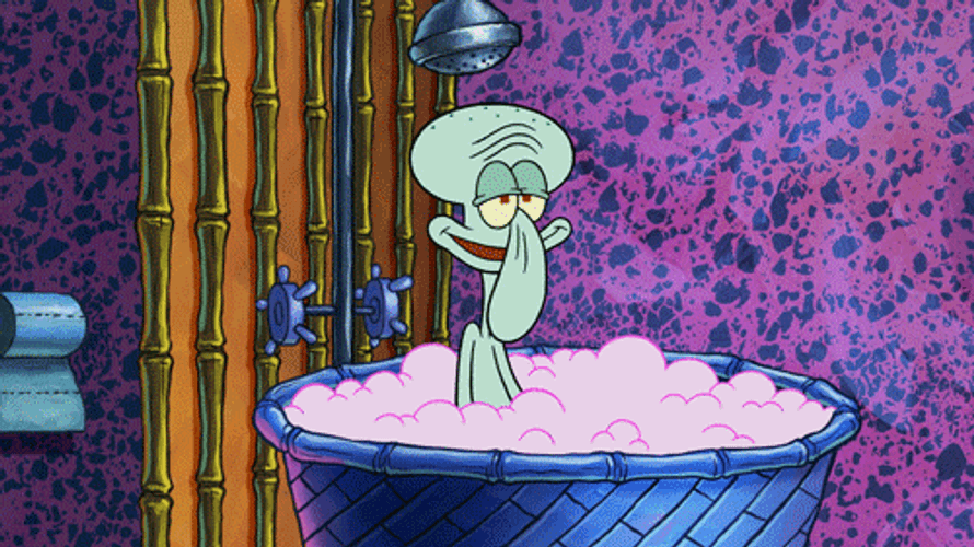 Squidward Enjoying Bath GIF
