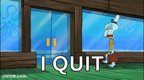 Squidward From Spongebob Is Holding A Briefcase And Says I Quit GIF