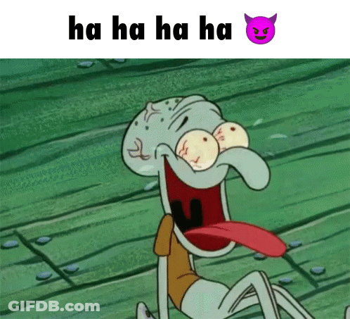 Squidward From Spongebob Is Laughing With His Mouth Open GIF