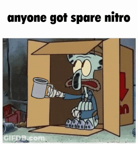 Squidward From Spongebob Is Sitting In A Cardboard Box Holding A Cup Of Coffee GIF