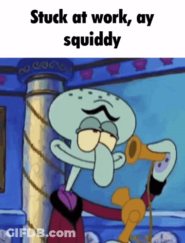 Squidward From Spongebob Is Talking On A Telephone GIF