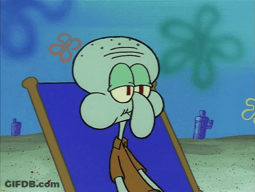 Squidward From Spongebob Sits In A Blue Chair GIF