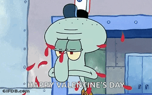 Squidward From Spongebob Squarepants Is Bleeding From His Nose And Mouth And Says Happy Valentine 'S Day . GIF