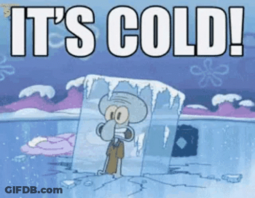 Squidward From Spongebob Squarepants Is Frozen In Ice And Says It 'S Cold ! GIF
