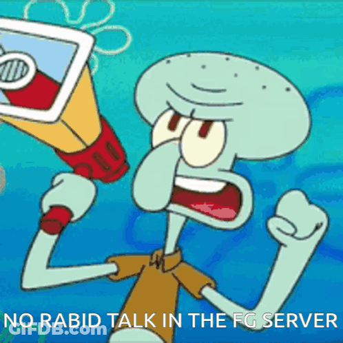 Squidward From Spongebob Squarepants Is Holding A Megaphone And Says No Rabid Talk In The Fg Server GIF