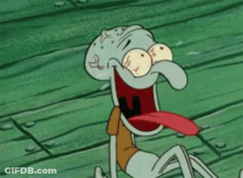 Squidward From Spongebob Squarepants Is Laughing With His Tongue Sticking Out GIF