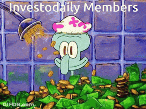 Squidward From Spongebob Squarepants Is Showering With Coins GIF