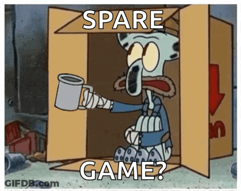 Squidward From Spongebob Squarepants Is Sitting In A Cardboard Box Holding A Cup Of Coffee GIF