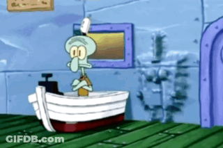 Squidward From Spongebob Squarepants Is Standing In A Bathtub . GIF