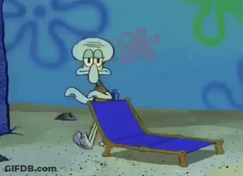 Squidward With Blue Box In Front Of Door GIF