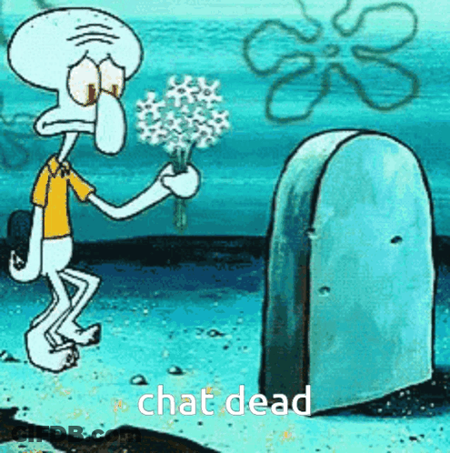 Squidward From Spongebob Squarepants Is Standing In Front Of A Grave And Holding Flowers . GIF