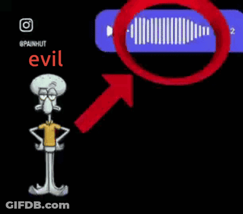 Squidward From Spongebob Squarepants Is Standing Next To A Red Arrow Pointing To Evil GIF