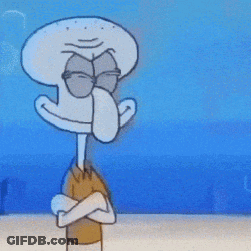Squidward From Spongebob Squarepants Is Standing On The Beach GIF