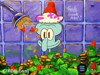 Squidward From Spongebob Squarepants Is Surrounded By Money GIF
