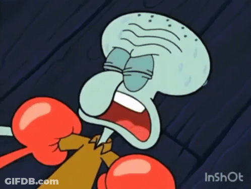 Squidward From Spongebob Squarepants Is Wearing Boxing Gloves And Crying GIF